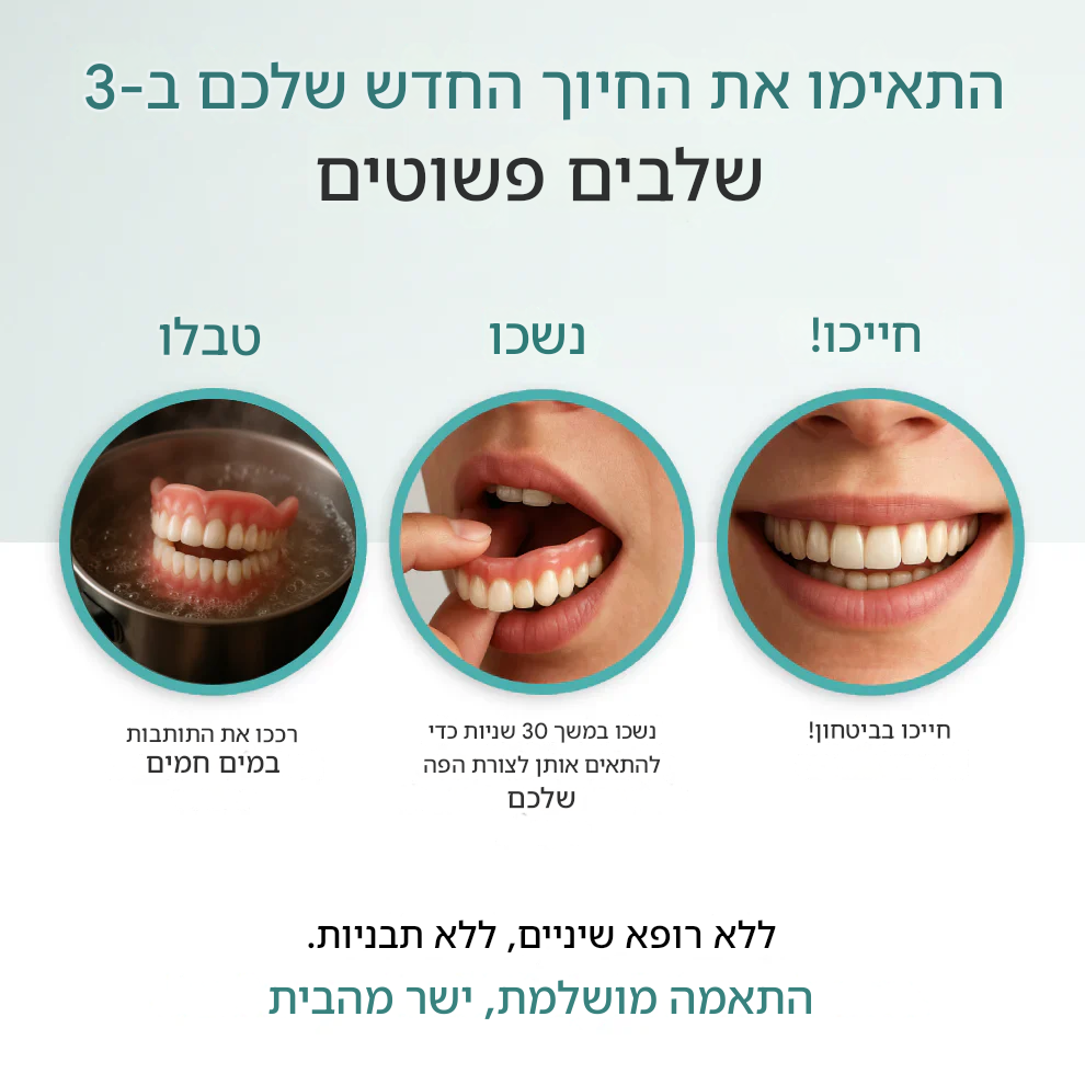 🦷 החיוך החדש שלכם — עכשיו ב־49% הנחה!שיניים תותבות YAGOO™ בהתאמה אישית לחיוך בטוח בעצמך